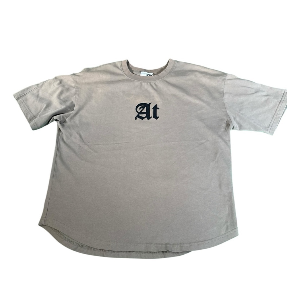 P2M Designer Brand Tan At Redemption Attempt Print Round Neck T Shirt Size Large